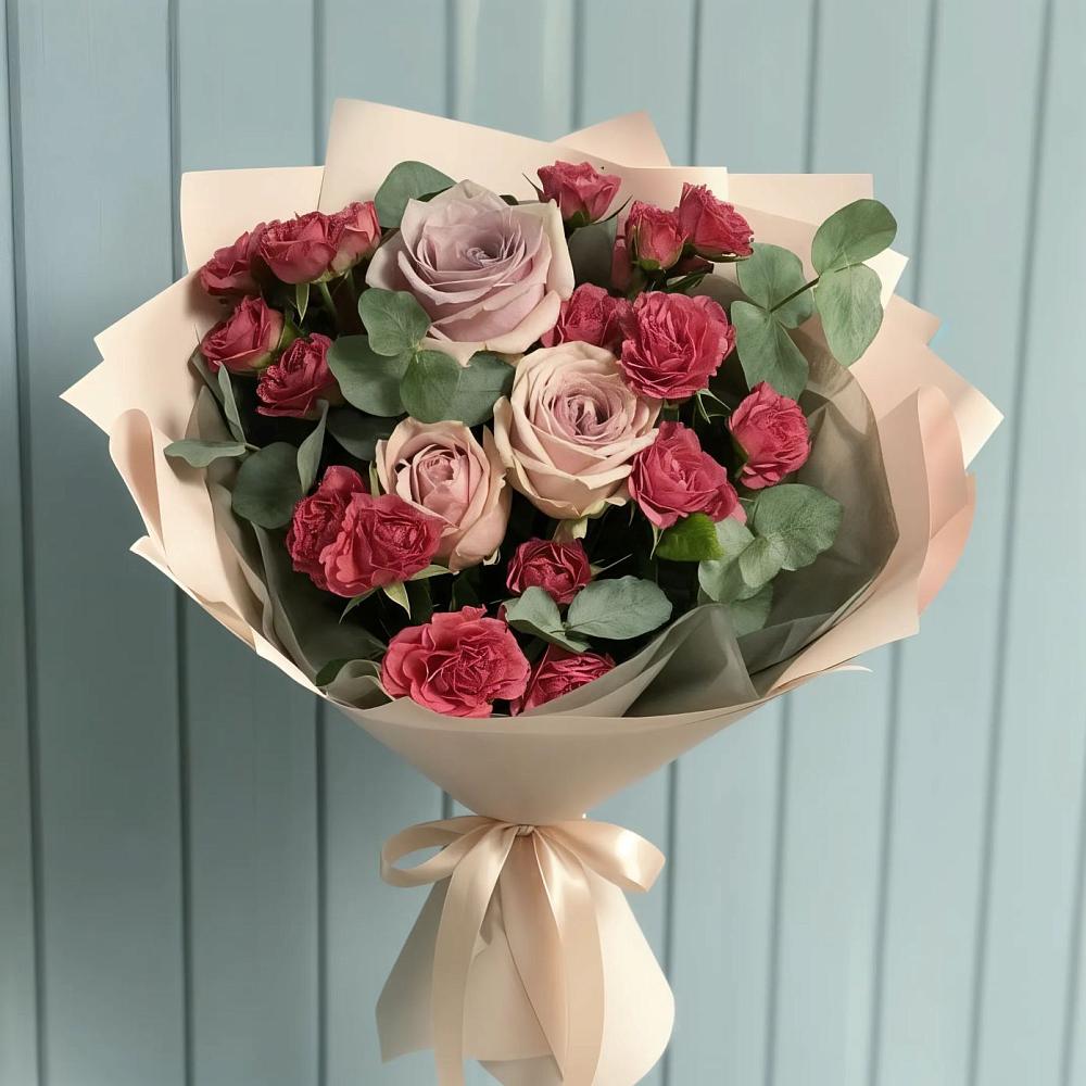 Букет цветов из: Гвоздики и Розы в Каргаске