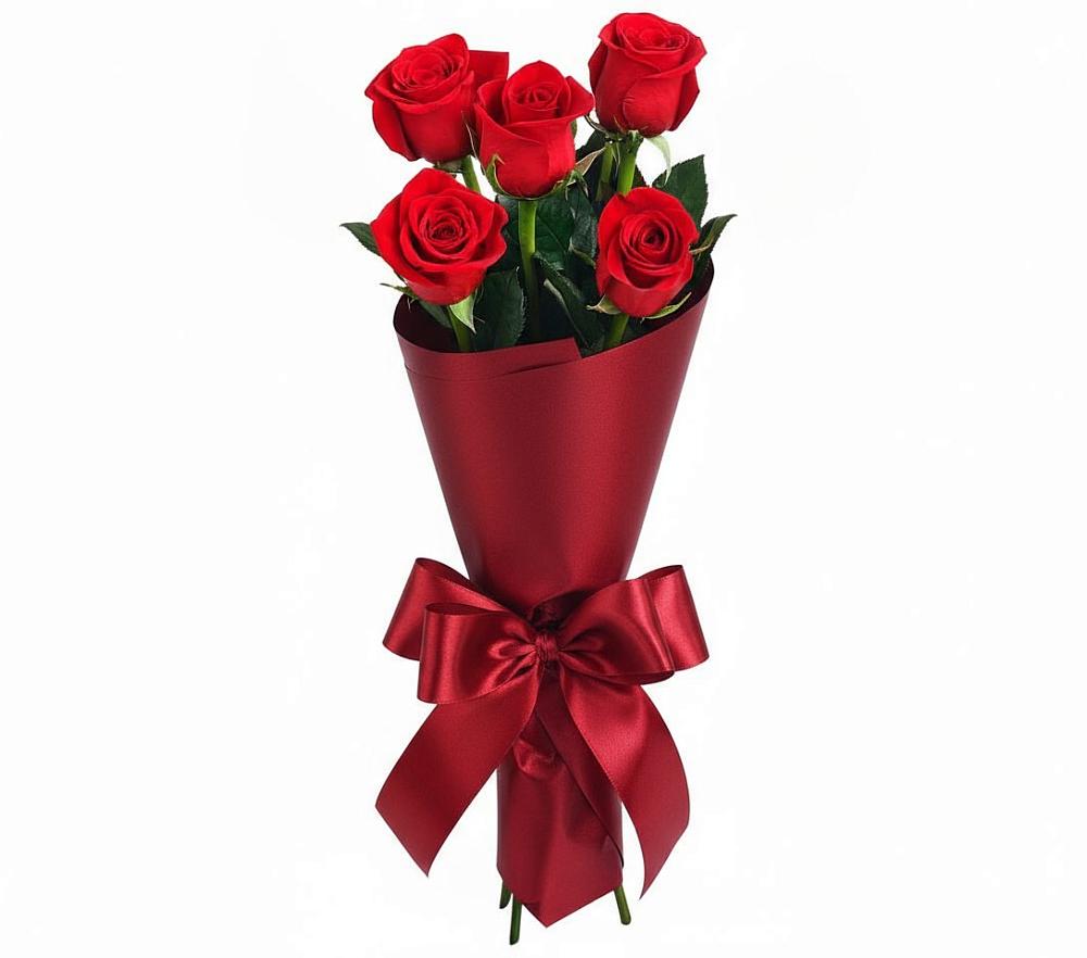 Букет 5 Красных роз Эдлесс Лав в Каргаске