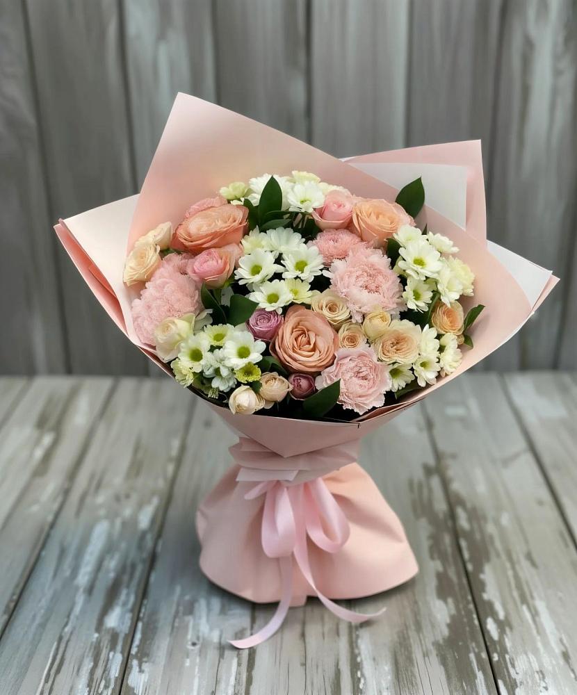 Букет цветов из: Гвоздики, Розы и Хризантемы в Каргаске