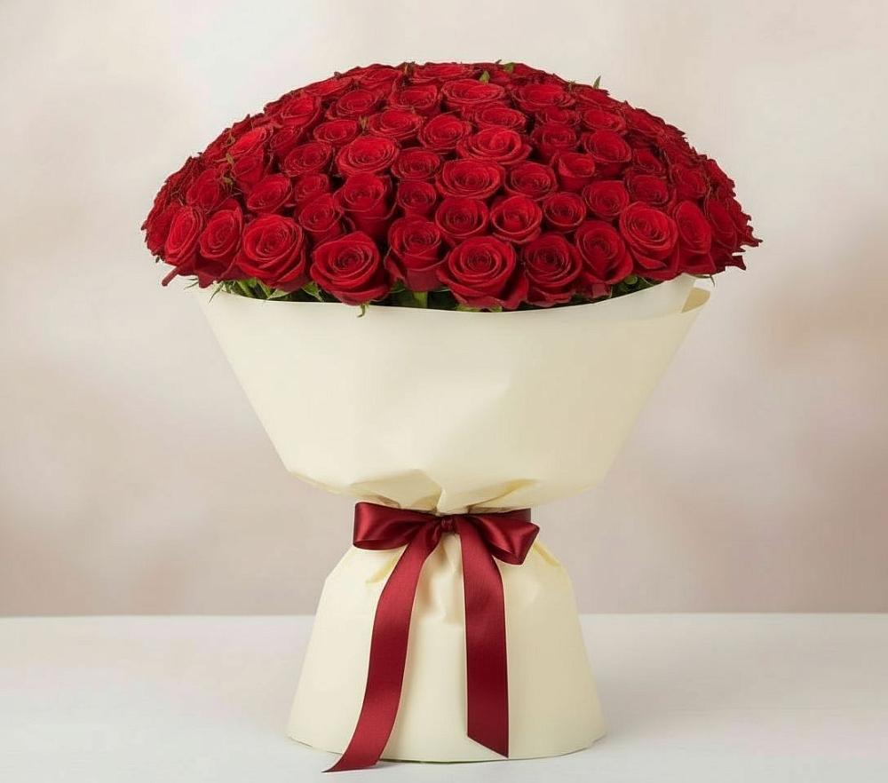 Букет 101 Красная роза Милано в Каргаске