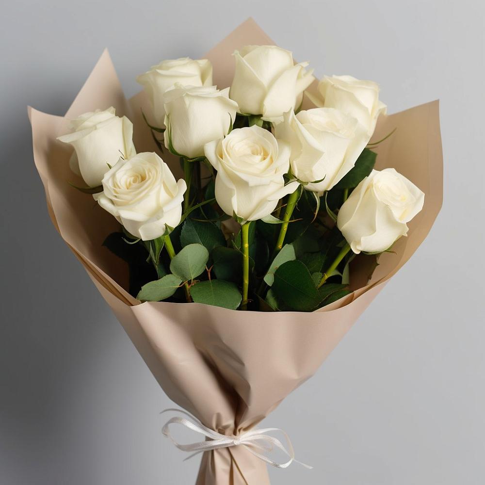 Букет 9 Белых роз Эдлесс Лав в Каргаске