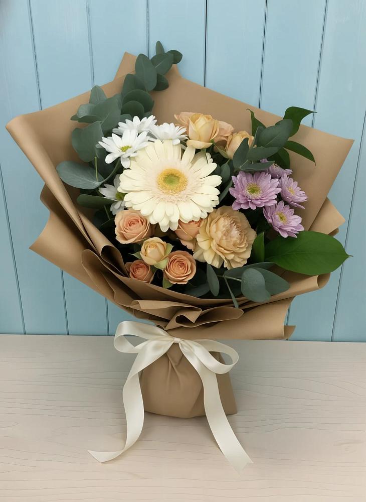 Букет цветов из: Герберы и Хризантемы в Каргаске