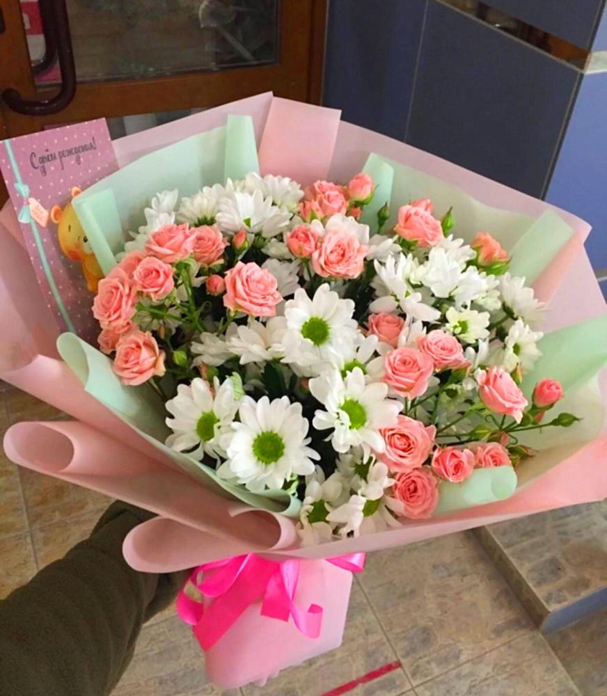 Букет цветов из: Розы и Хризантемы в Каргаске