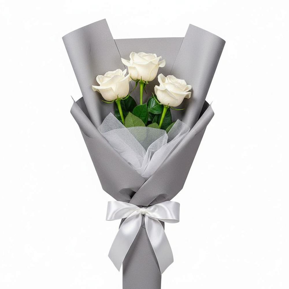 Букет 3 белые розы в Каргаске