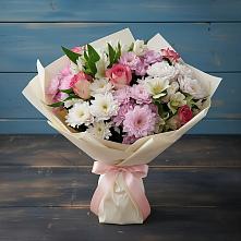 Букет цветов из:  Хризантемы, Альстромерии и Розы в Каргаске