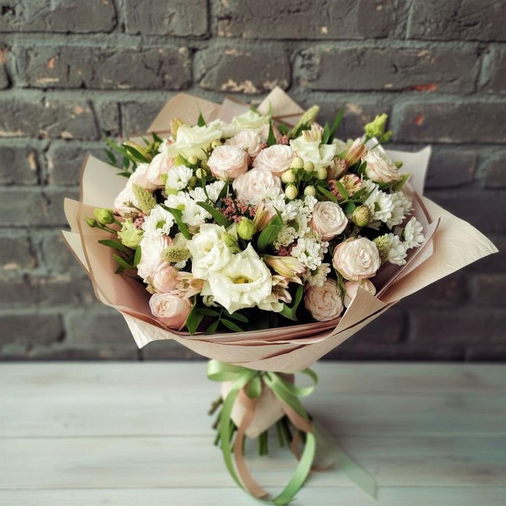 Букет цветов из: Альстромерии, Розы и Хризантемы в Каргаске