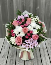 Букет цветов из:  Альстромерии, Гвоздики, Розы и Хризантемы #REPLACE_PRED# Каргаске