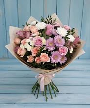 Букет цветов из:  Хризантемы, Розы и Альстромерии в Каргаске
