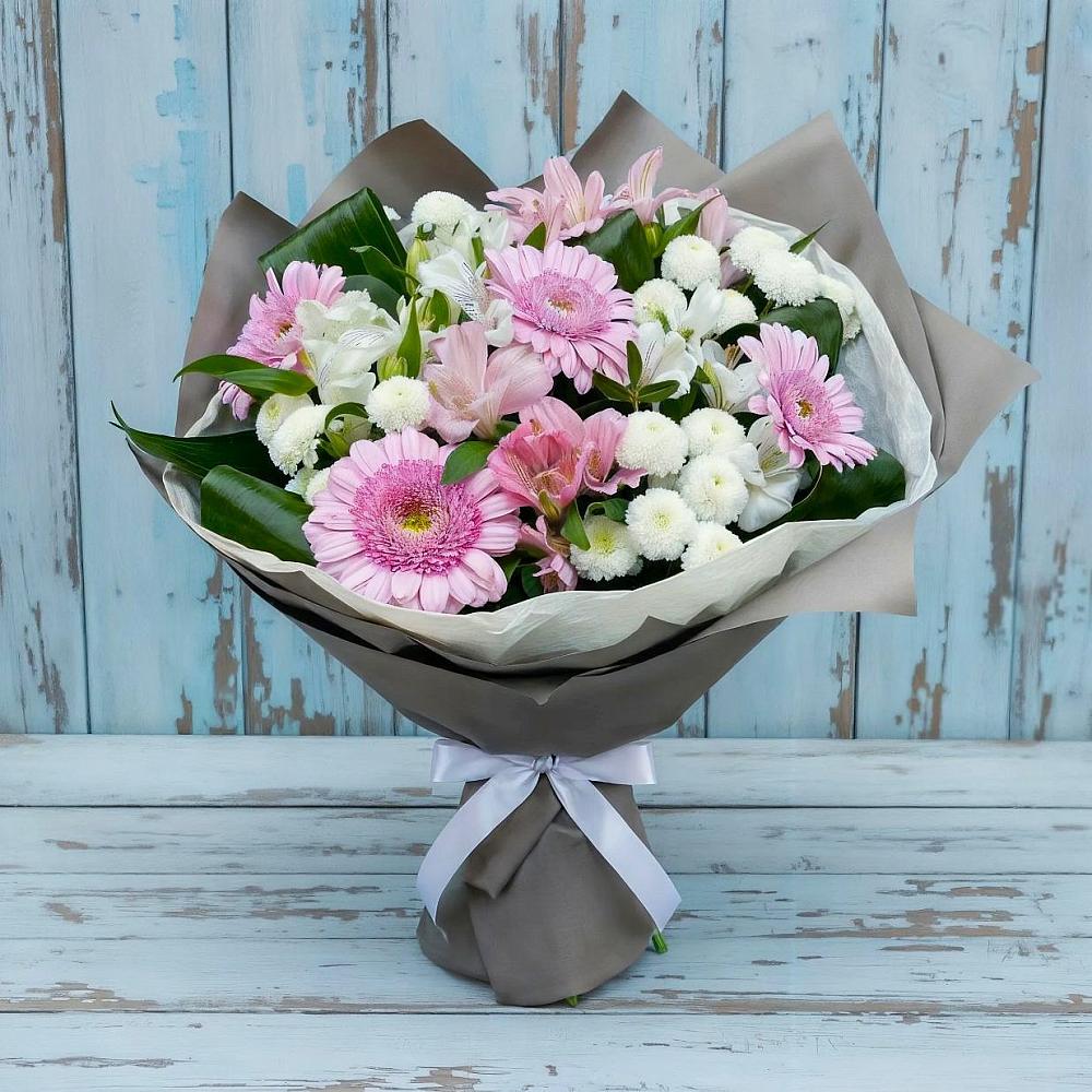 Букет цветов из: Герберы, Альстромерии и Хризантемы в Каргаске