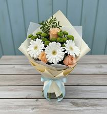 Букет цветов из:  Герберы, Розы и Хризантемы в Каргаске
