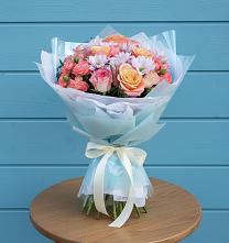 Букет цветов из:  Хризантемы и Розы в Каргаске