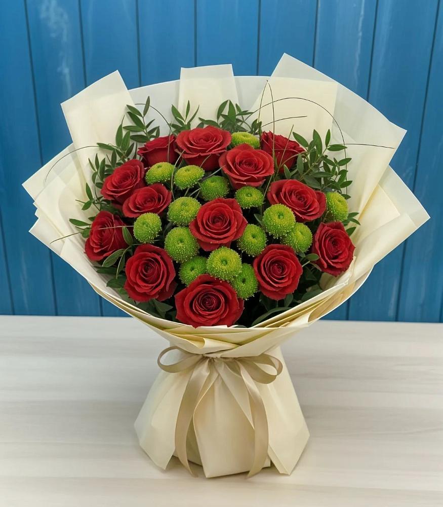 Букет цветов из: Розы и Хризантемы в Каргаске